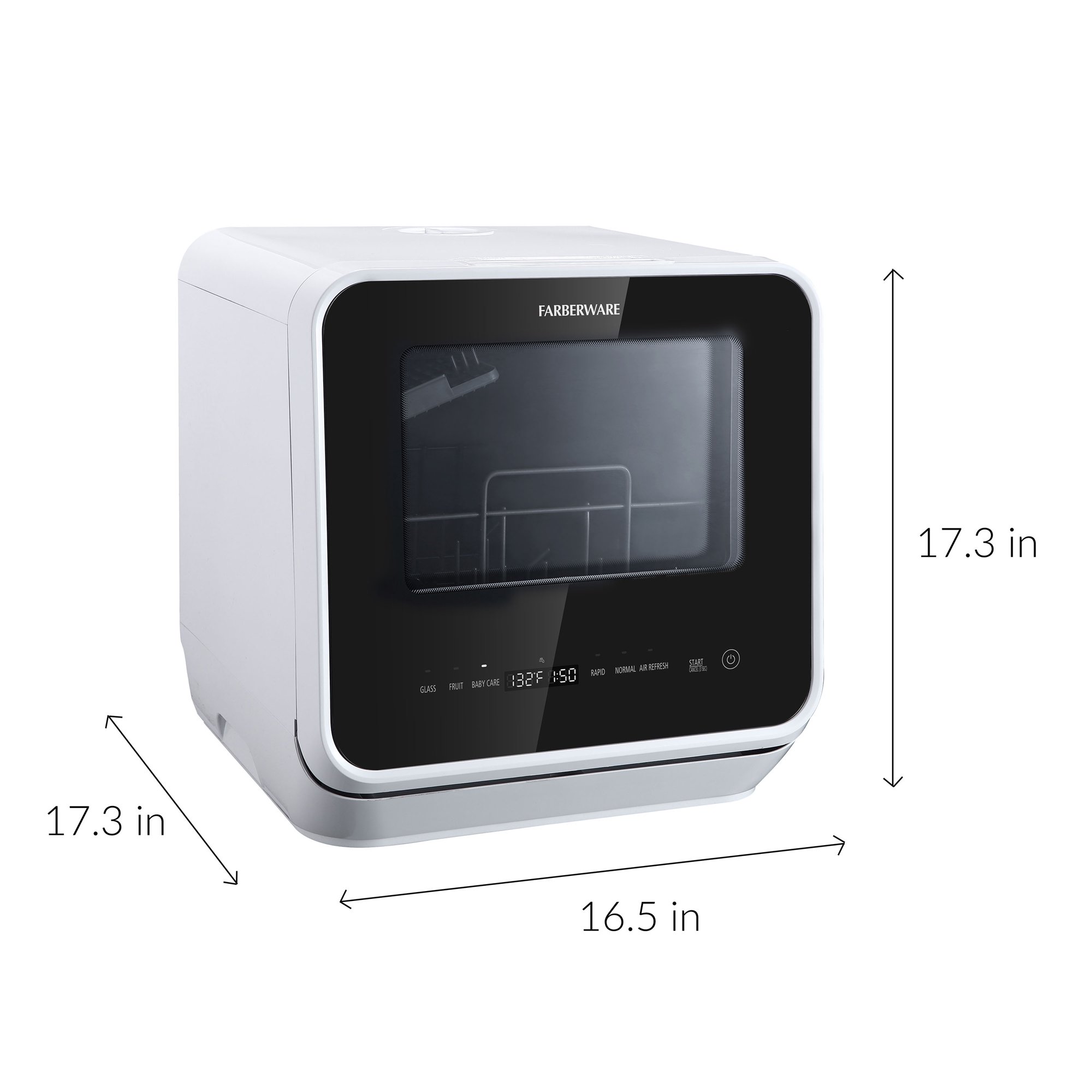 Farberware Portable Dishwasher with Built-In Water Tank with Baby Care and  Fruit Wash Settings in White w/ 6-Place Setting Capacity, FDW05ASBWHA – The  Market Depot